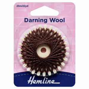 Hemline Brown Darning Mending Wool - 20m