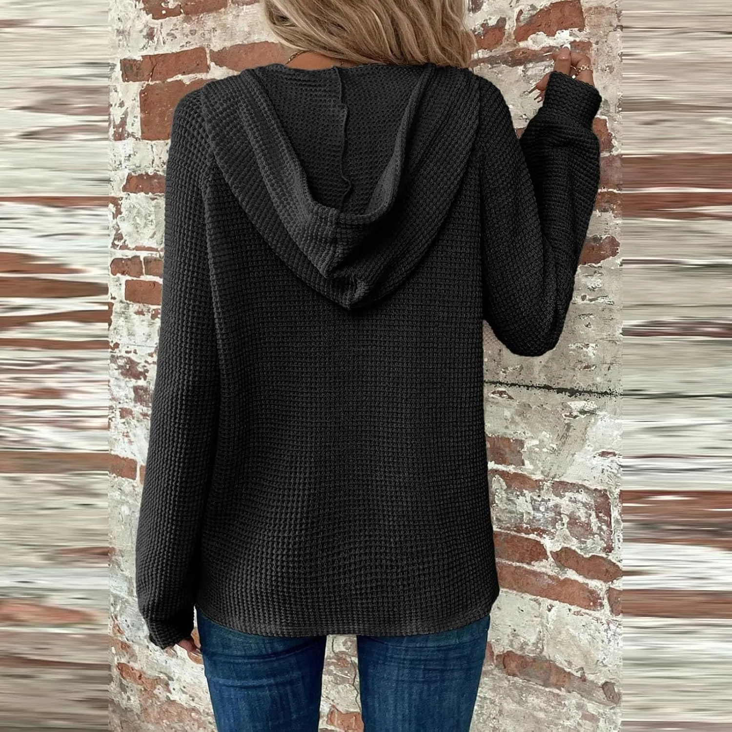 Hoodies For Women, Trendy V Neck Drawstring Long Sleeve Sweatshirts With Hood Comfy Streetwear Fall Pullover Tops