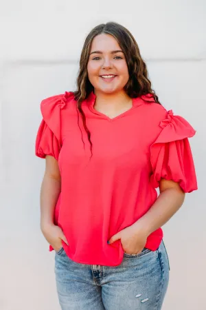 Ivy Jane: Ruffle Sleeve Top in Melon