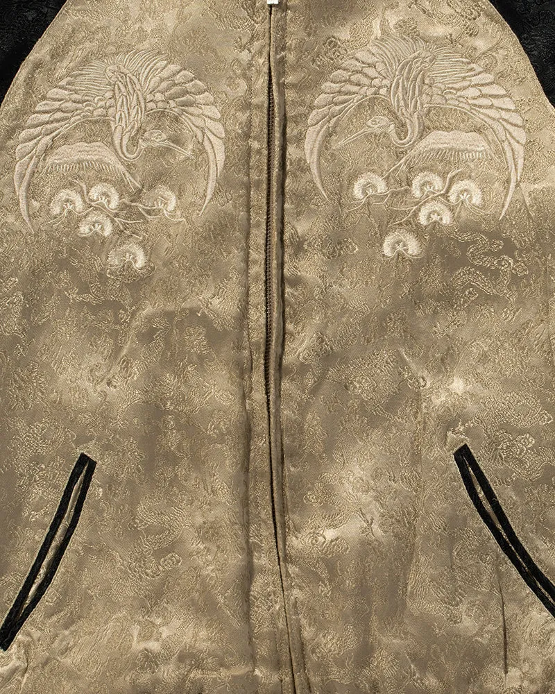 Japanese Repro Souvenir Jacket, Reversible, Black and Green, Phoenix - S