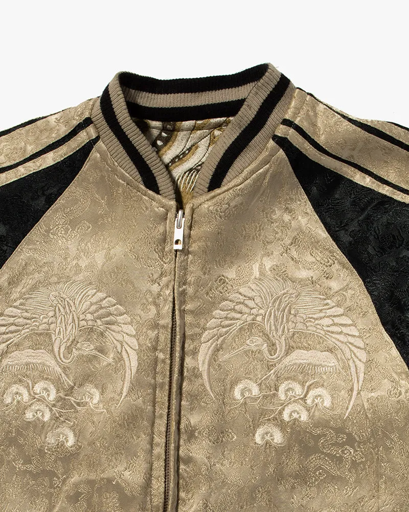 Japanese Repro Souvenir Jacket, Reversible, Black and Green, Phoenix - S