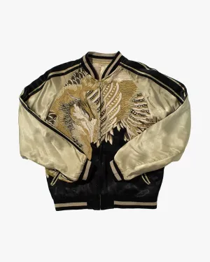 Japanese Repro Souvenir Jacket, Reversible, Black and Green, Phoenix - S
