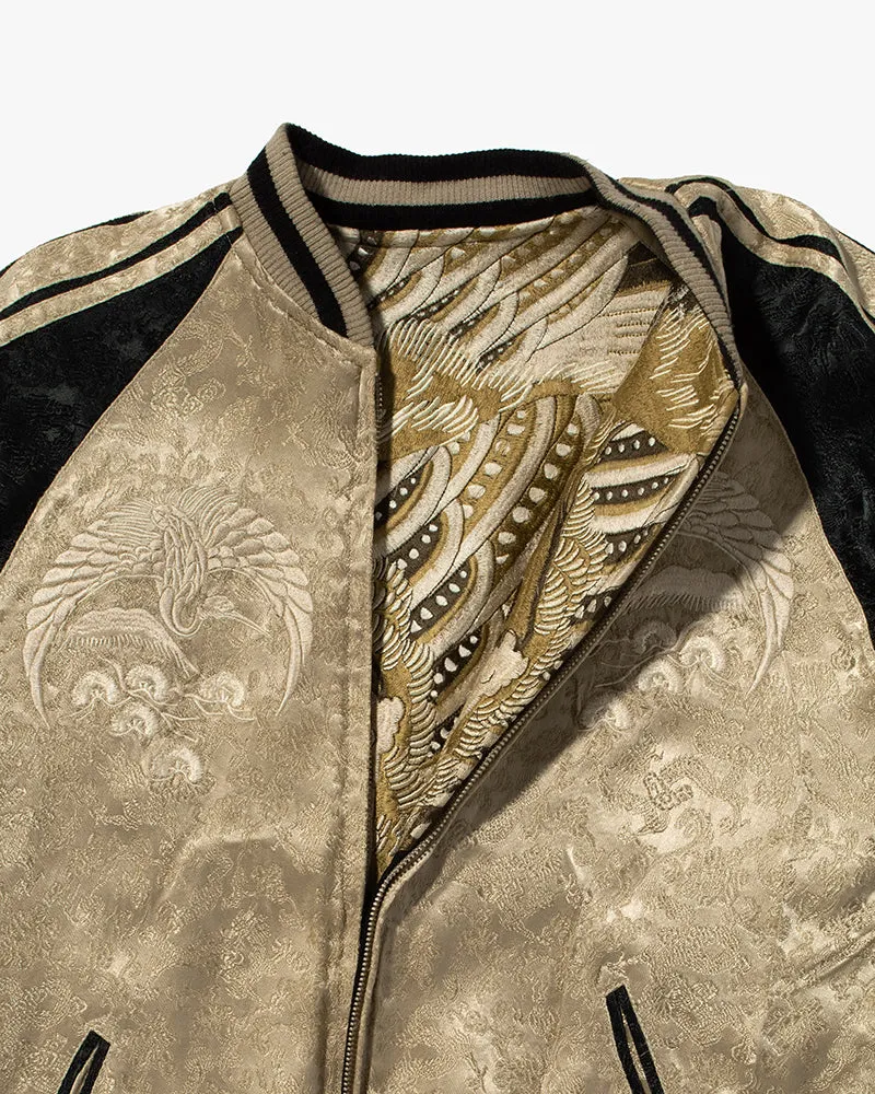 Japanese Repro Souvenir Jacket, Reversible, Black and Green, Phoenix - S