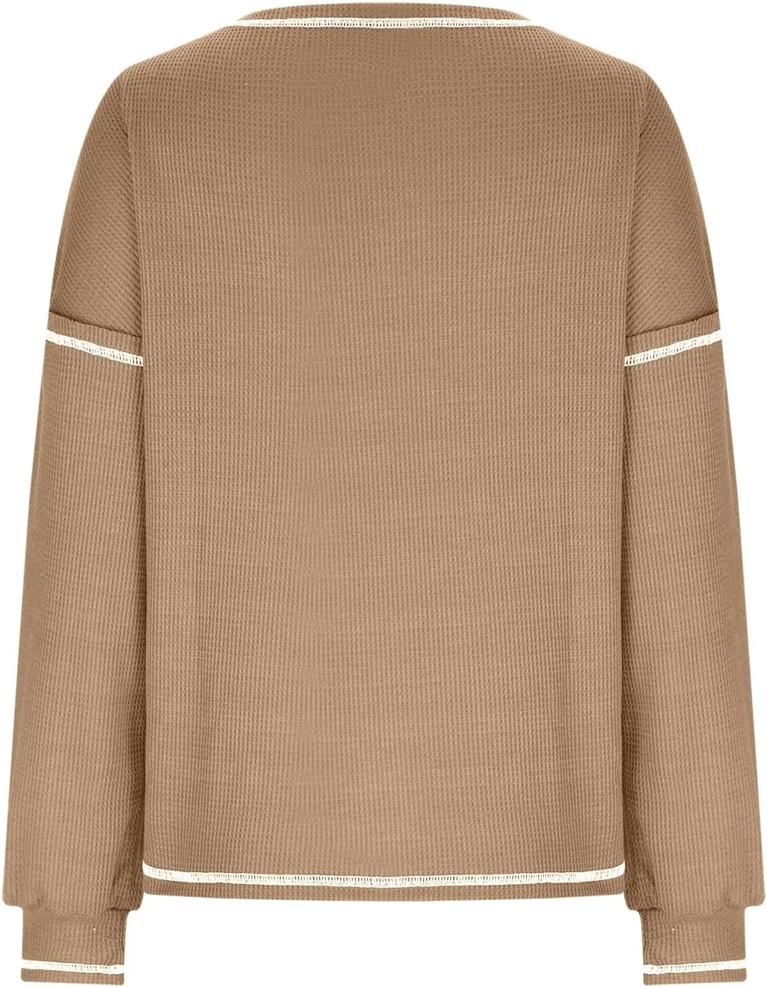 jovati 2024 Fall Fashion Versatile Clothes Womens Casual Crewneck Long Sleeve Shirt Loose Comfy Work Blouse With Pockets