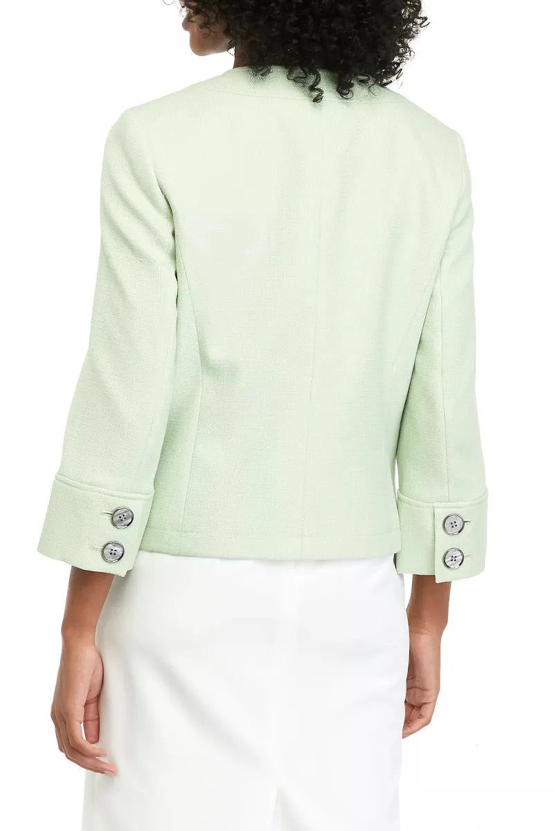Kasper Crew Neck Long Sleeve 5 Button Closure Tweed Jacket