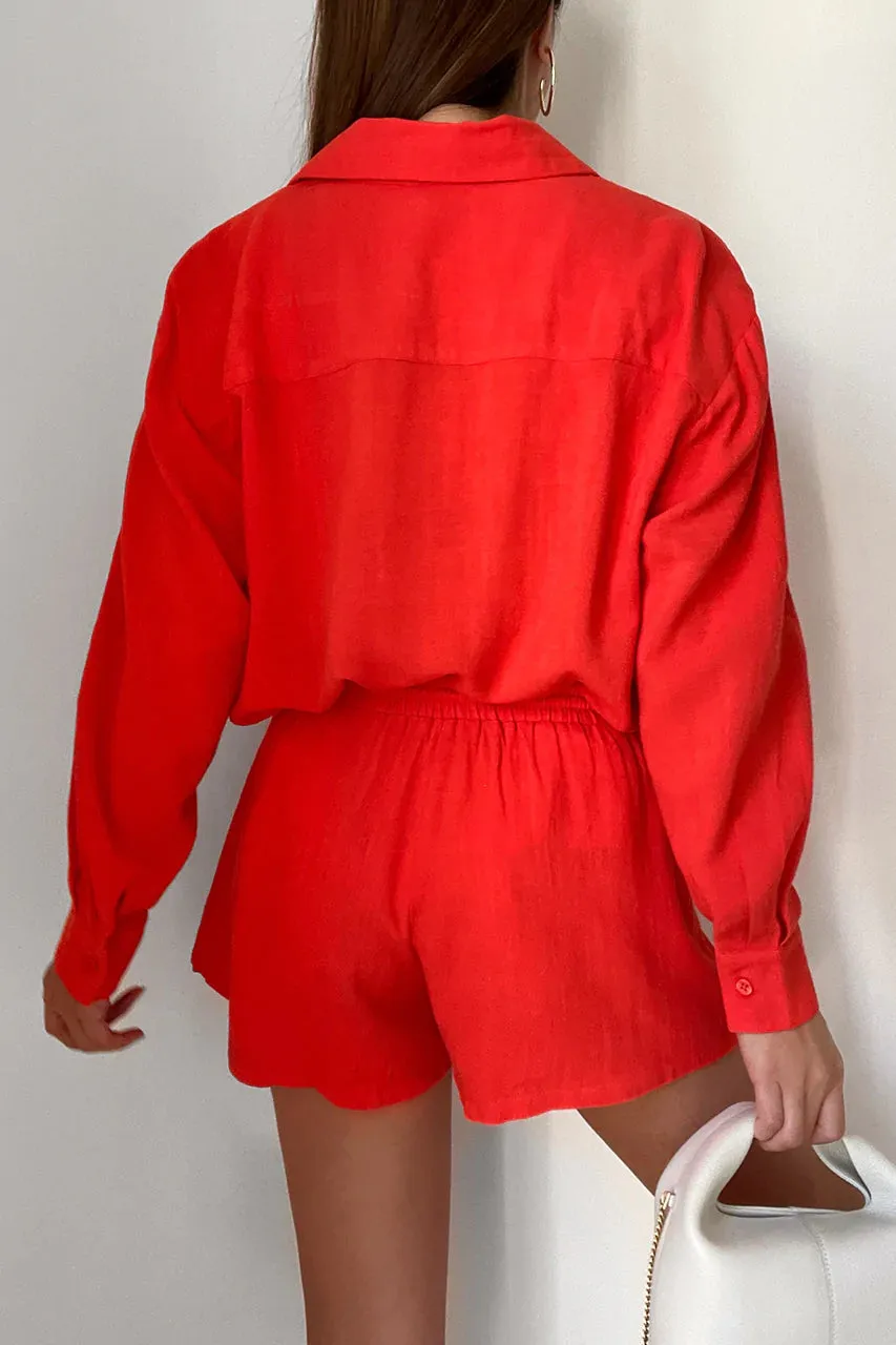 KYM BUTTON DOWN SHIRT & SHORTS SET