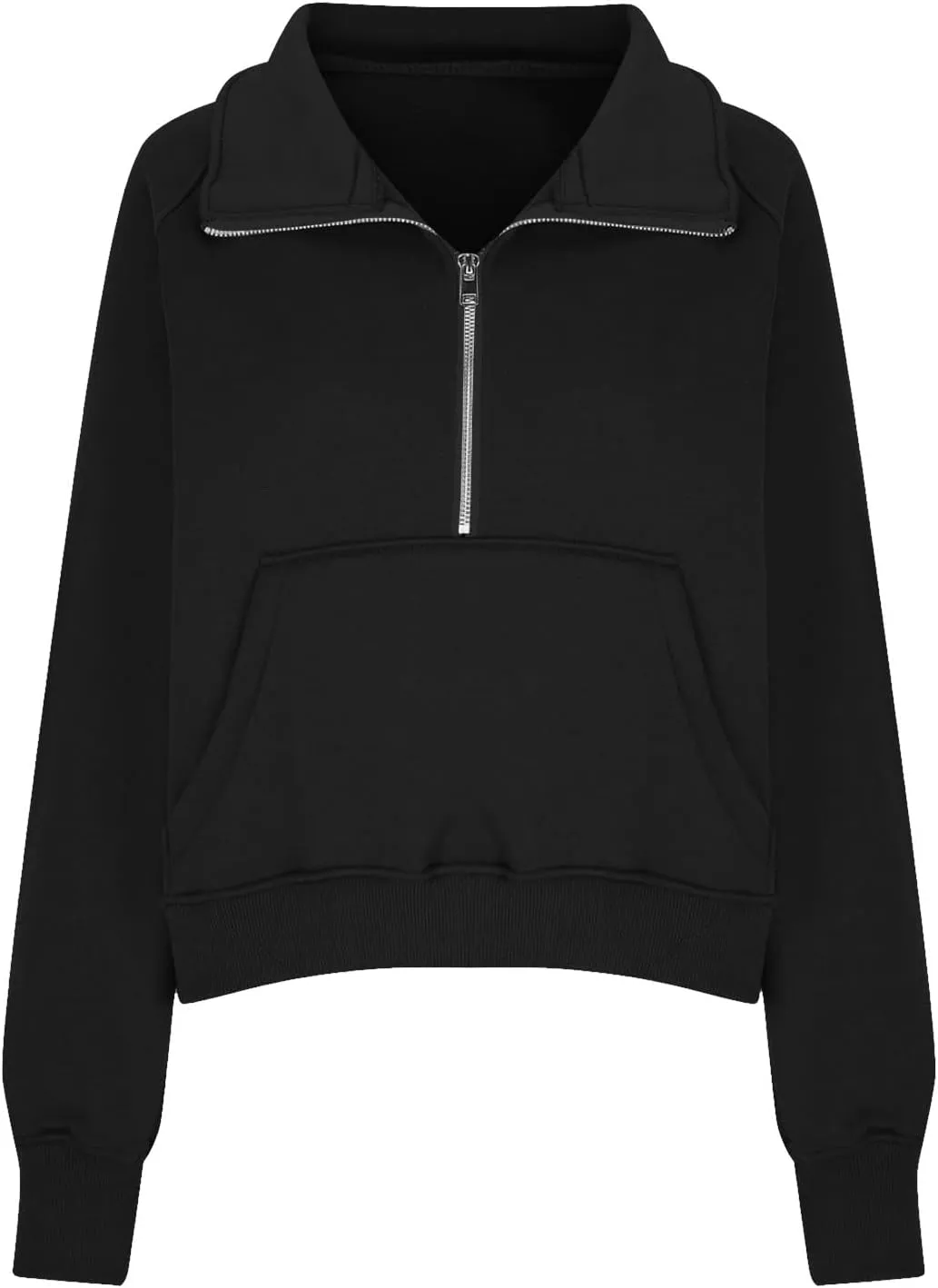Ladies Stand Collar Hoodie Trendy Plus Fleece Sweatshirt 2024 Solid Color Loose Long Sleeve Comfy Slim Half Zip Pullover