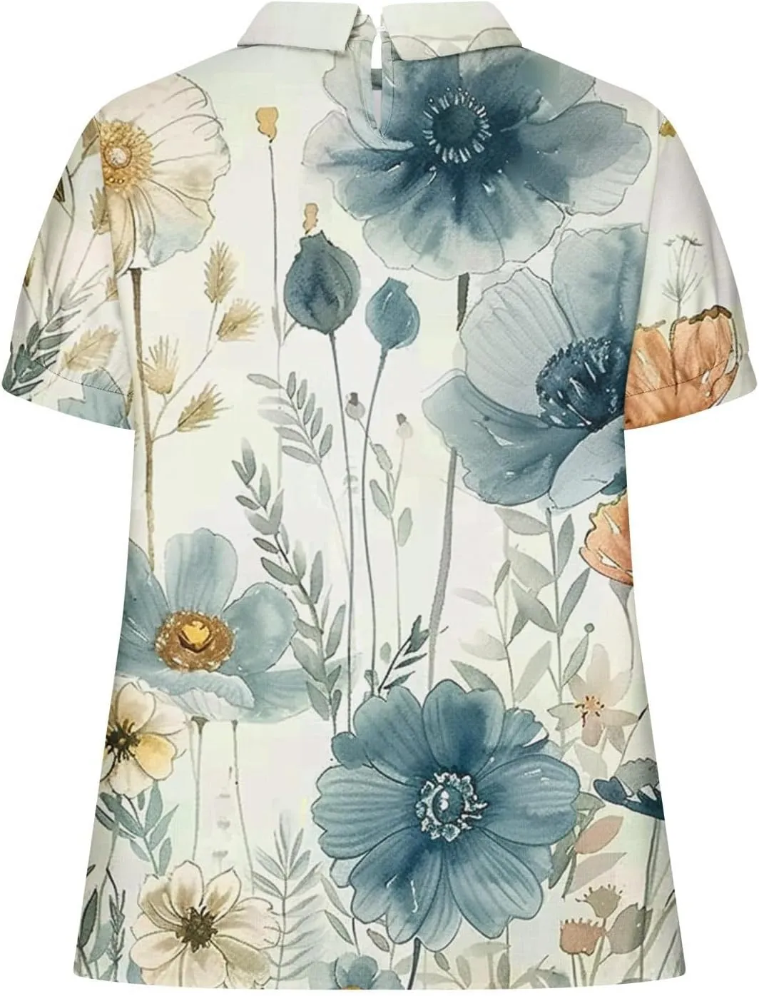 Linen Blouses Button Shirts Top Fresh Gradient Short Sleeved Pullover Top Bathing Suit Cover Up Spring Tops for