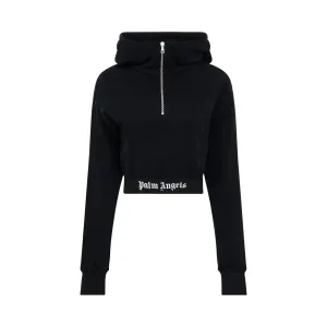 Logo Tape Zipped Hoodie in Black