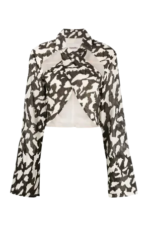 Loiza Long sleeve top with wrapped and twisted front Animal print