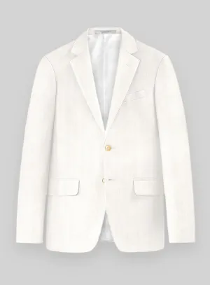 London Loom Ivory Herringbone Wool Silk Linen Jacket