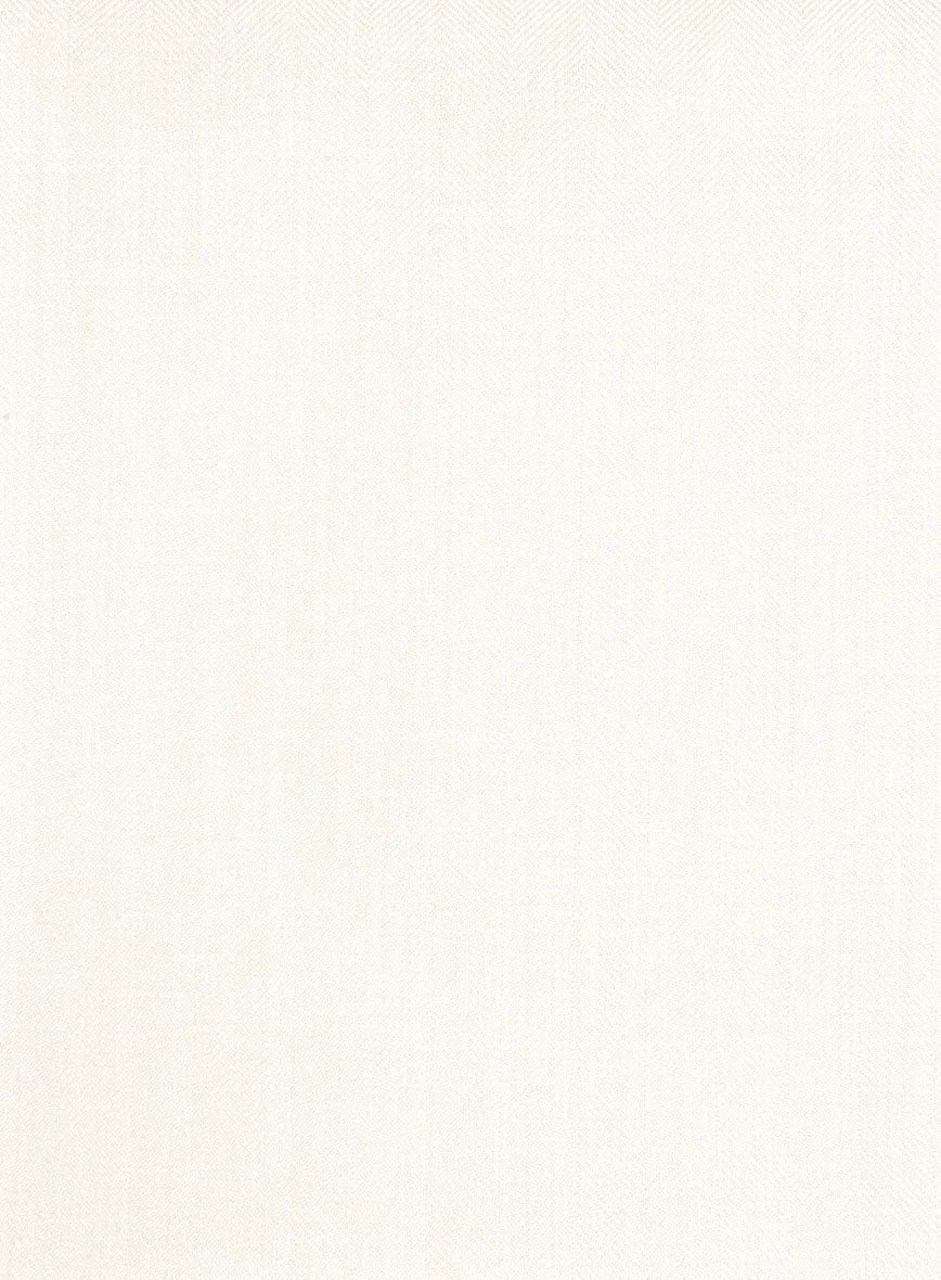 London Loom Ivory Herringbone Wool Silk Linen Jacket