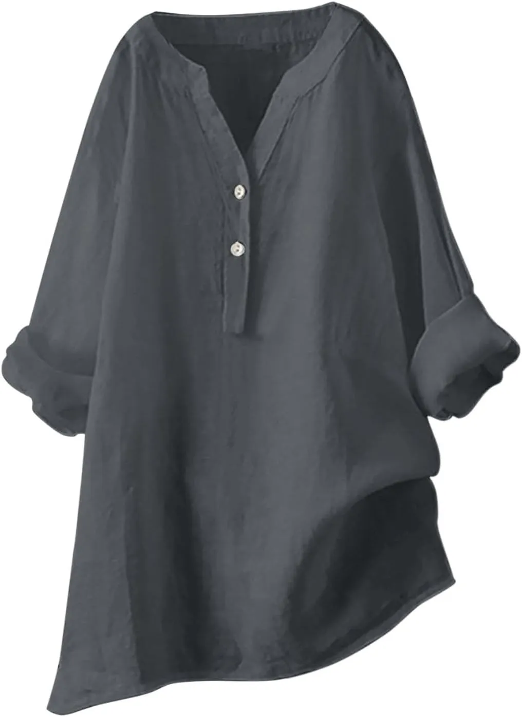 Loose Size Solid Shirt for Women Casual Long Sleeve Blouse Button Open Front Outwear Comfy Tops Work Office Tops