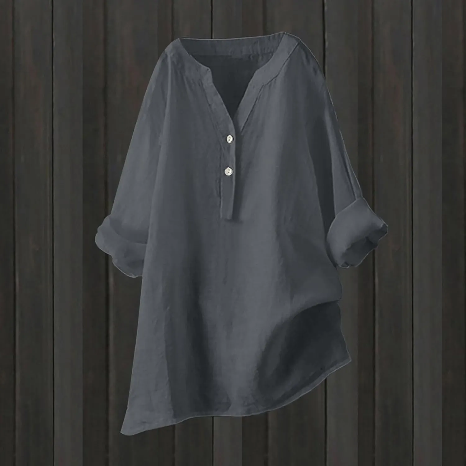 Loose Size Solid Shirt for Women Casual Long Sleeve Blouse Button Open Front Outwear Comfy Tops Work Office Tops
