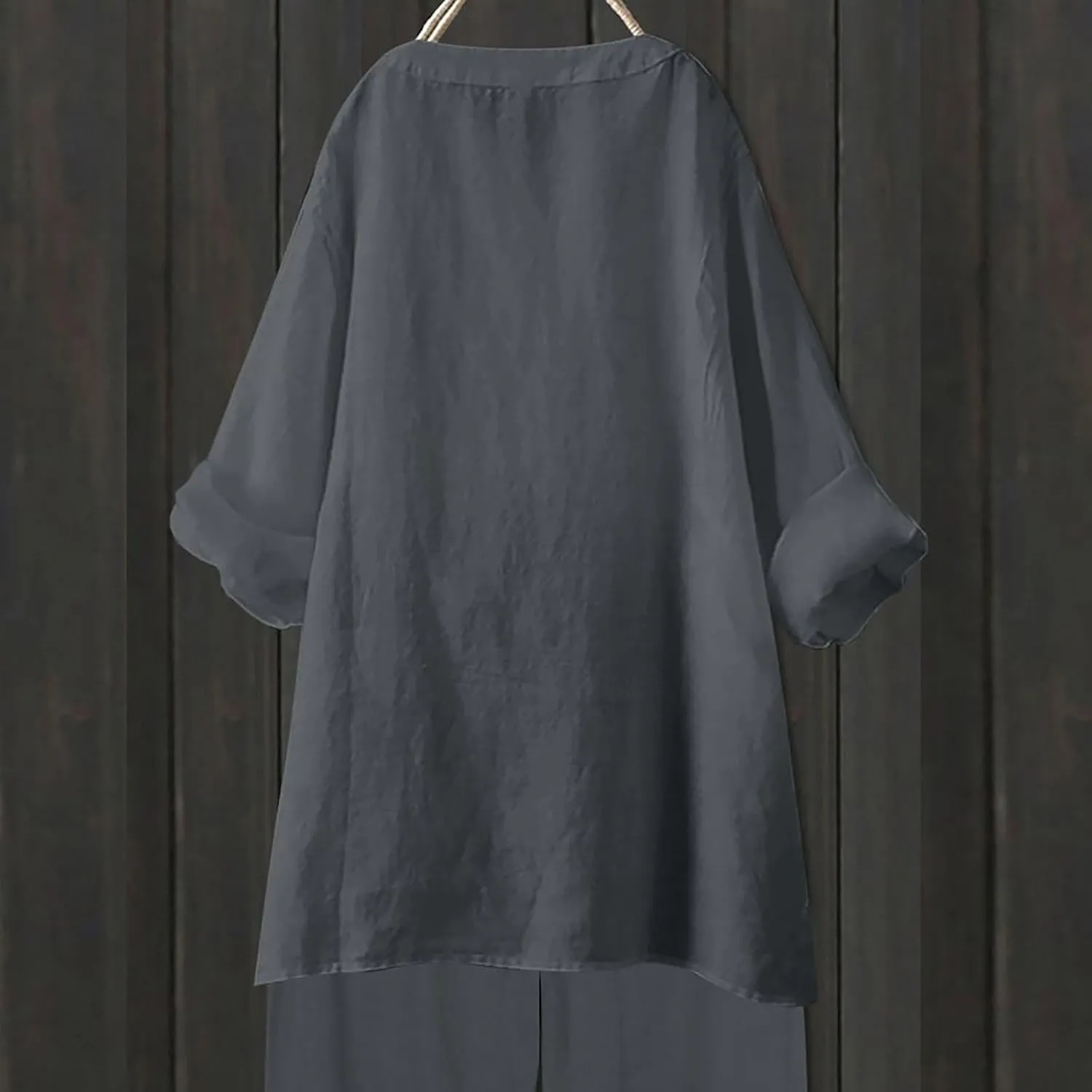 Loose Size Solid Shirt for Women Casual Long Sleeve Blouse Button Open Front Outwear Comfy Tops Work Office Tops