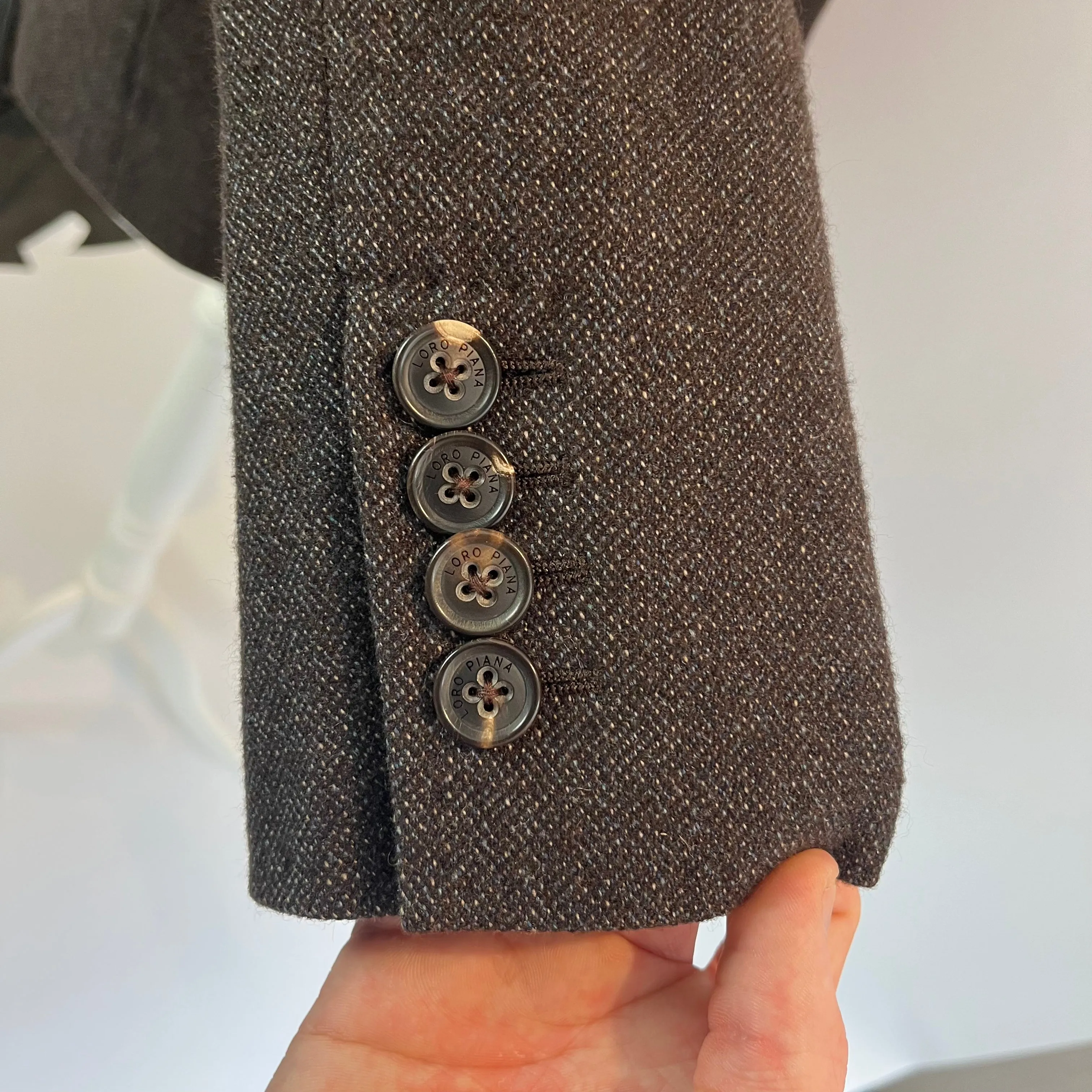 Loro Piana £3000 Chocolate Birds Eye Cashmere Jacket M