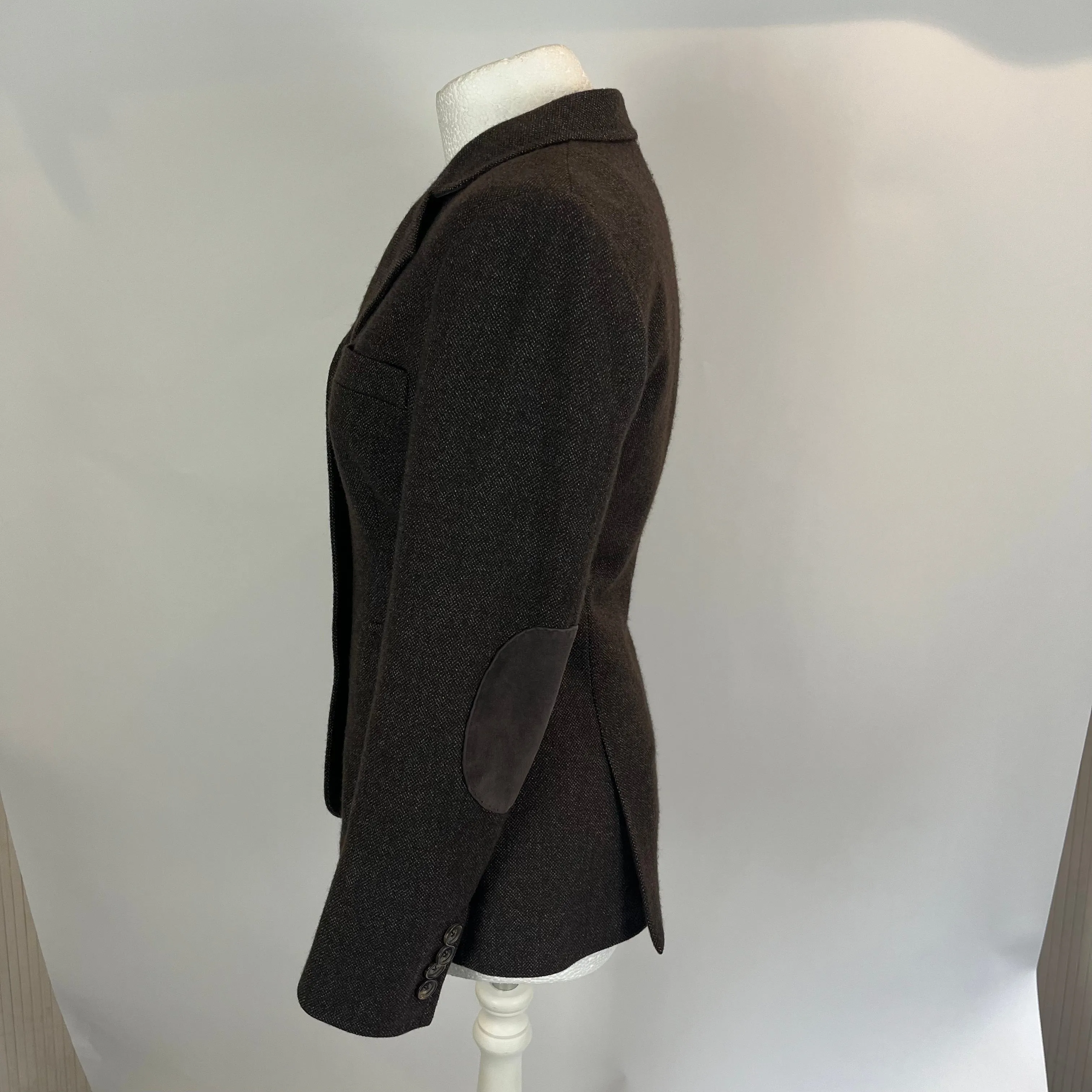 Loro Piana £3000 Chocolate Birds Eye Cashmere Jacket M