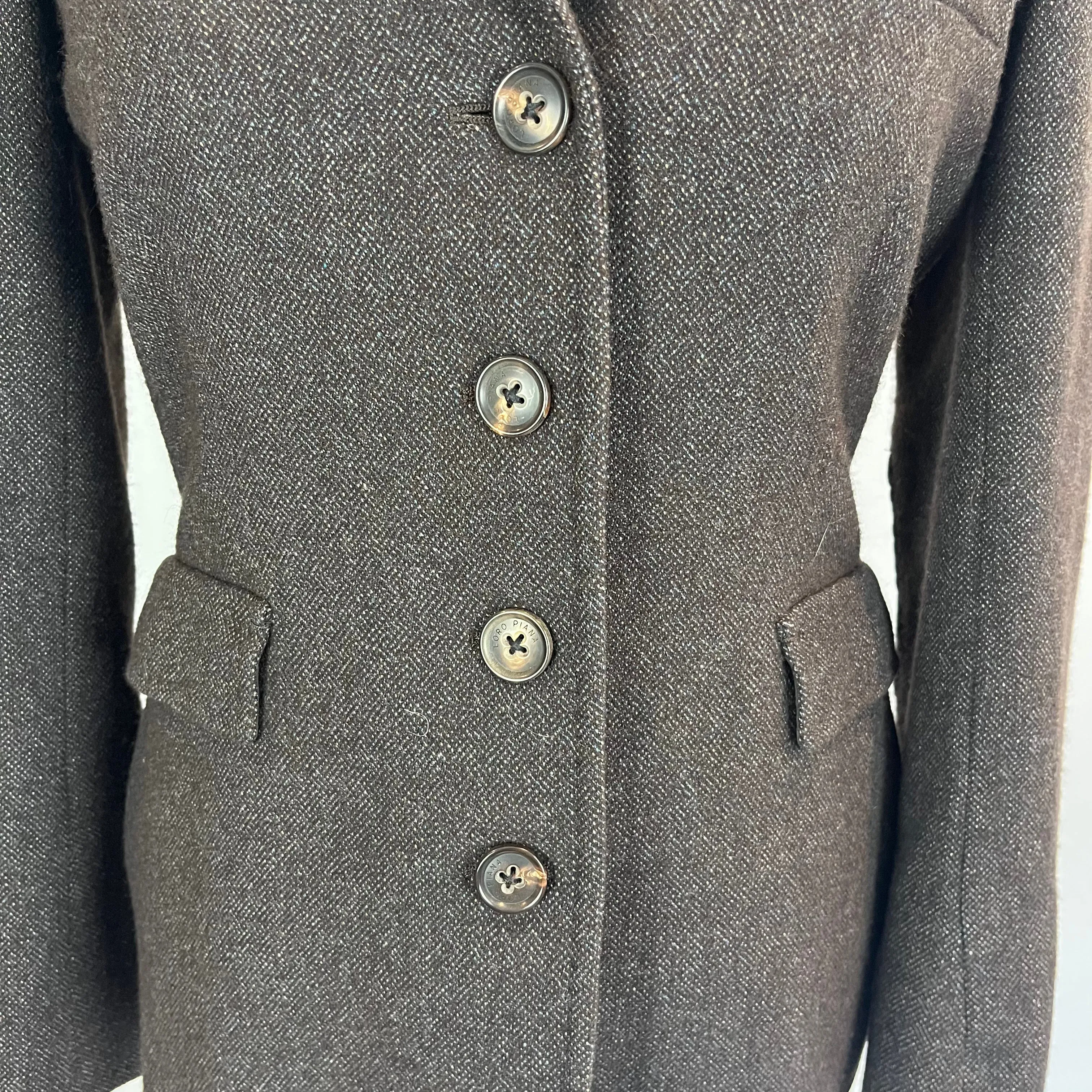 Loro Piana £3000 Chocolate Birds Eye Cashmere Jacket M