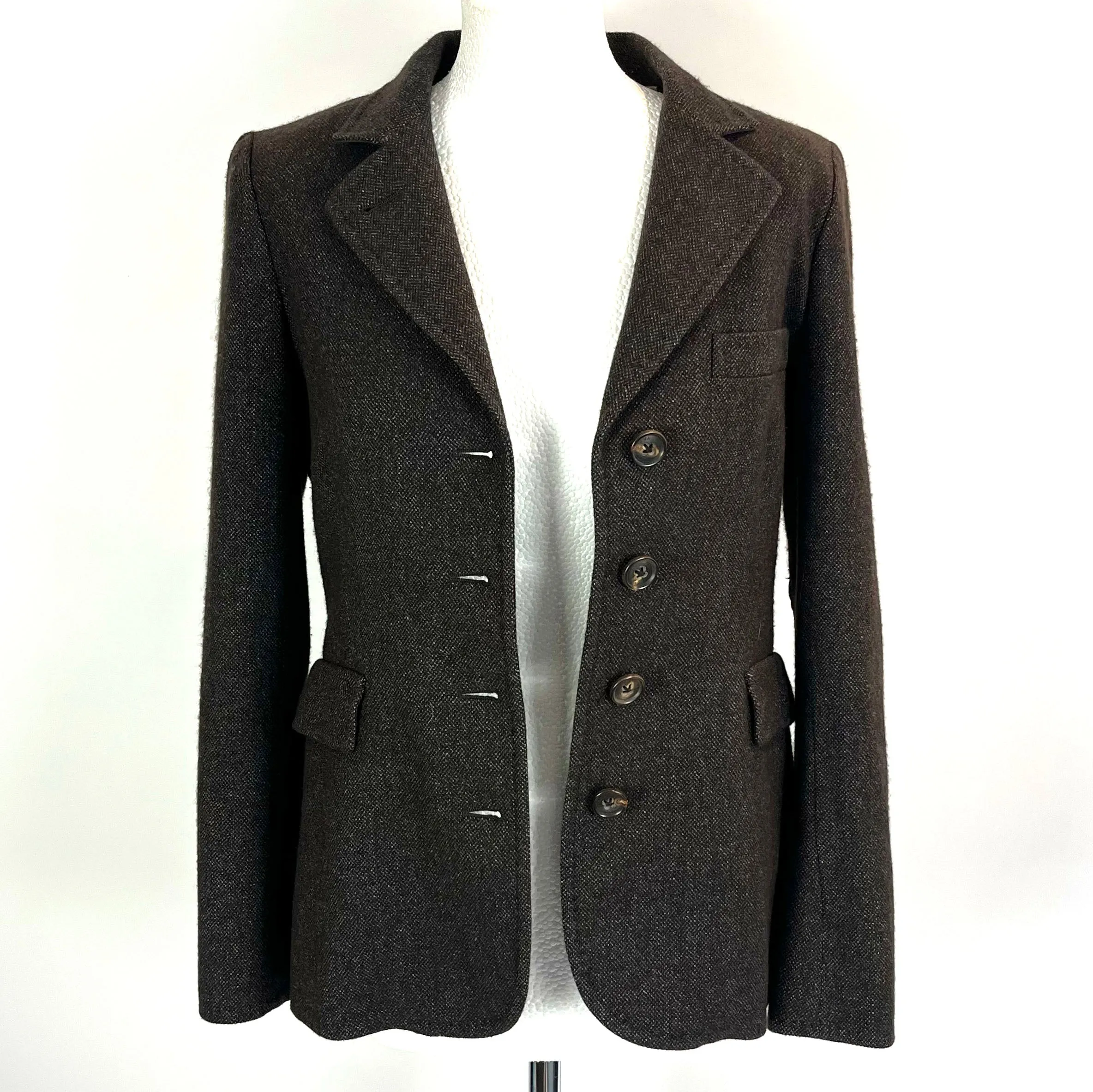 Loro Piana £3000 Chocolate Birds Eye Cashmere Jacket M