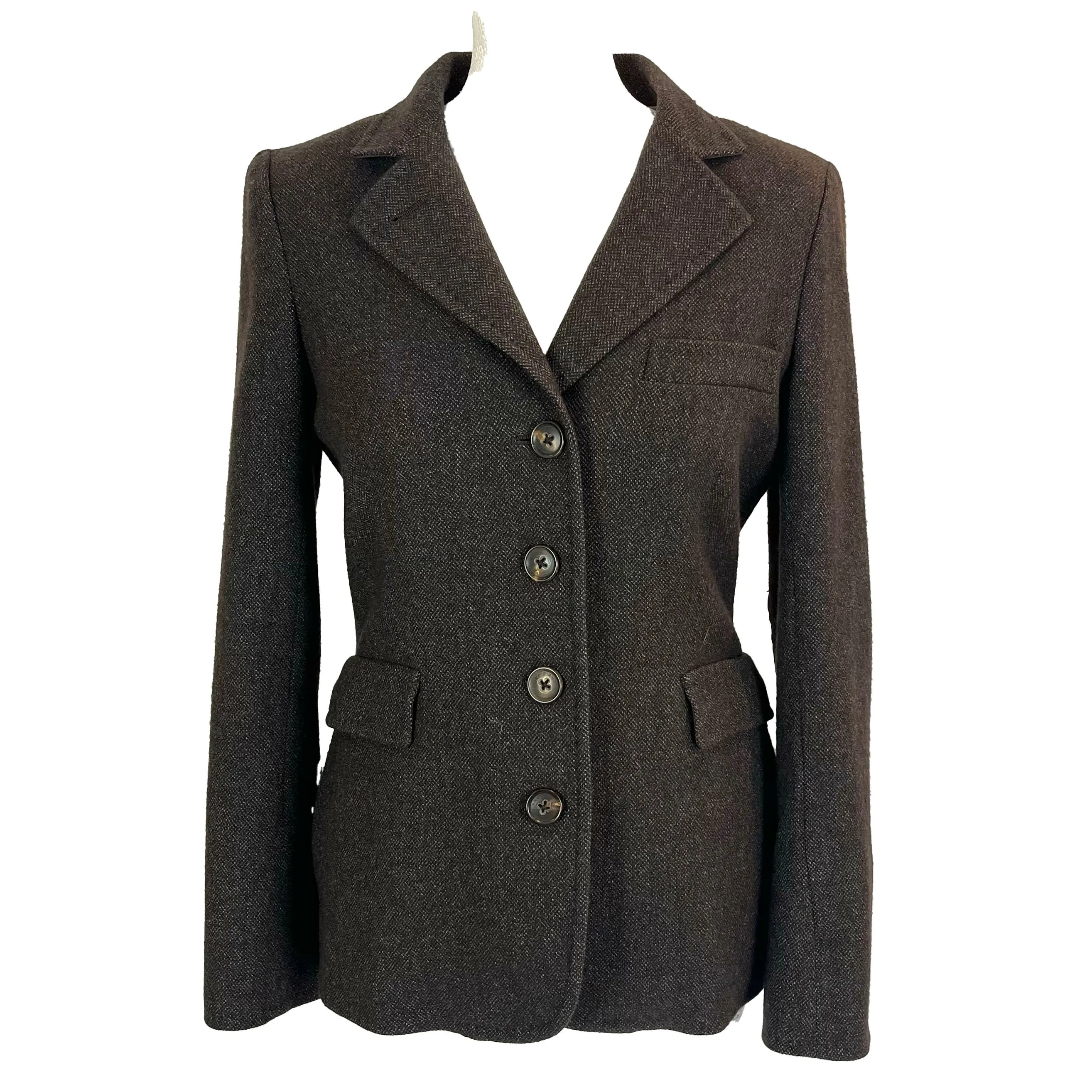 Loro Piana £3000 Chocolate Birds Eye Cashmere Jacket M