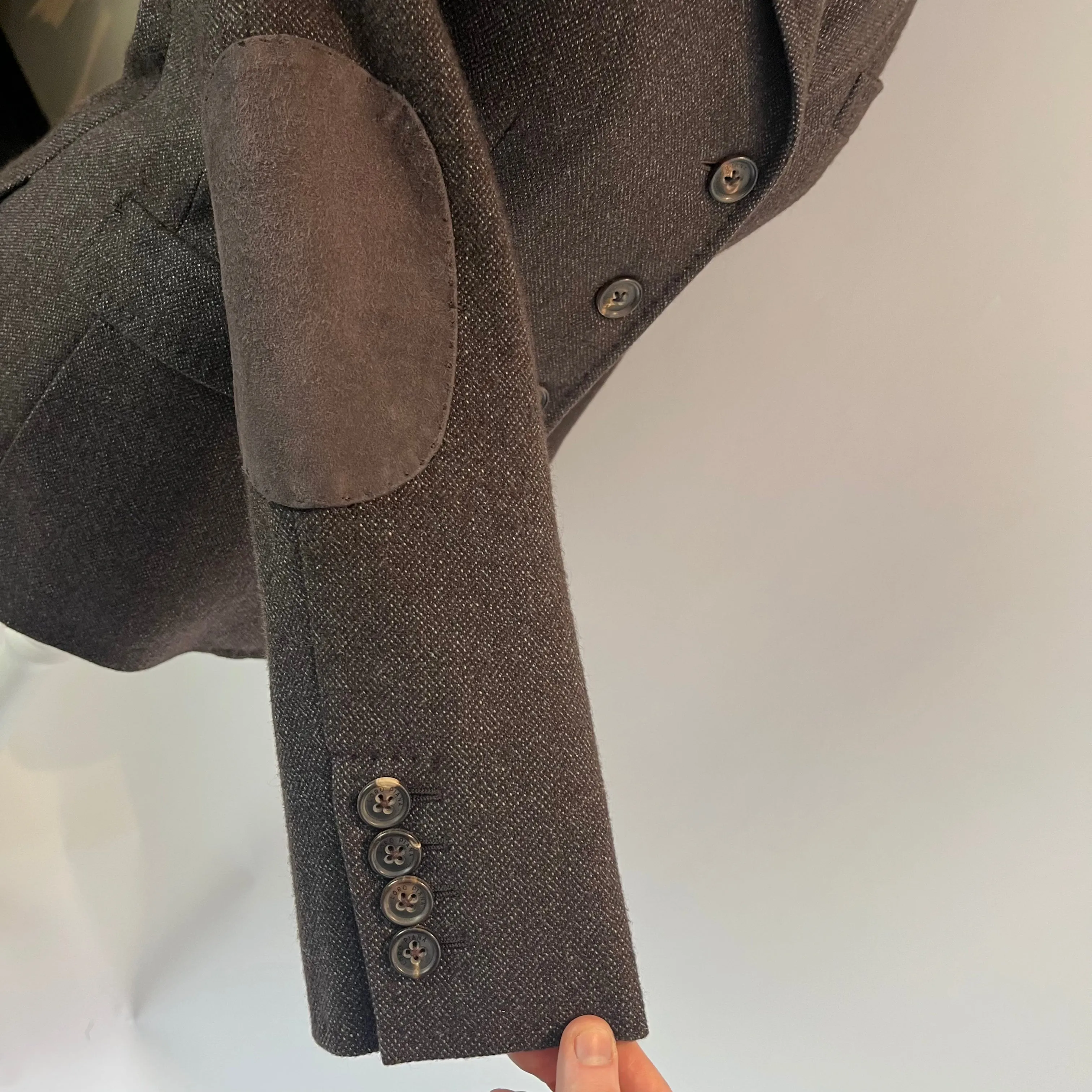 Loro Piana £3000 Chocolate Birds Eye Cashmere Jacket M