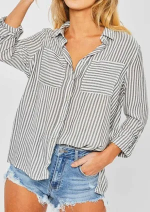 Maddie Striped Roll Up Sleeve Blouse