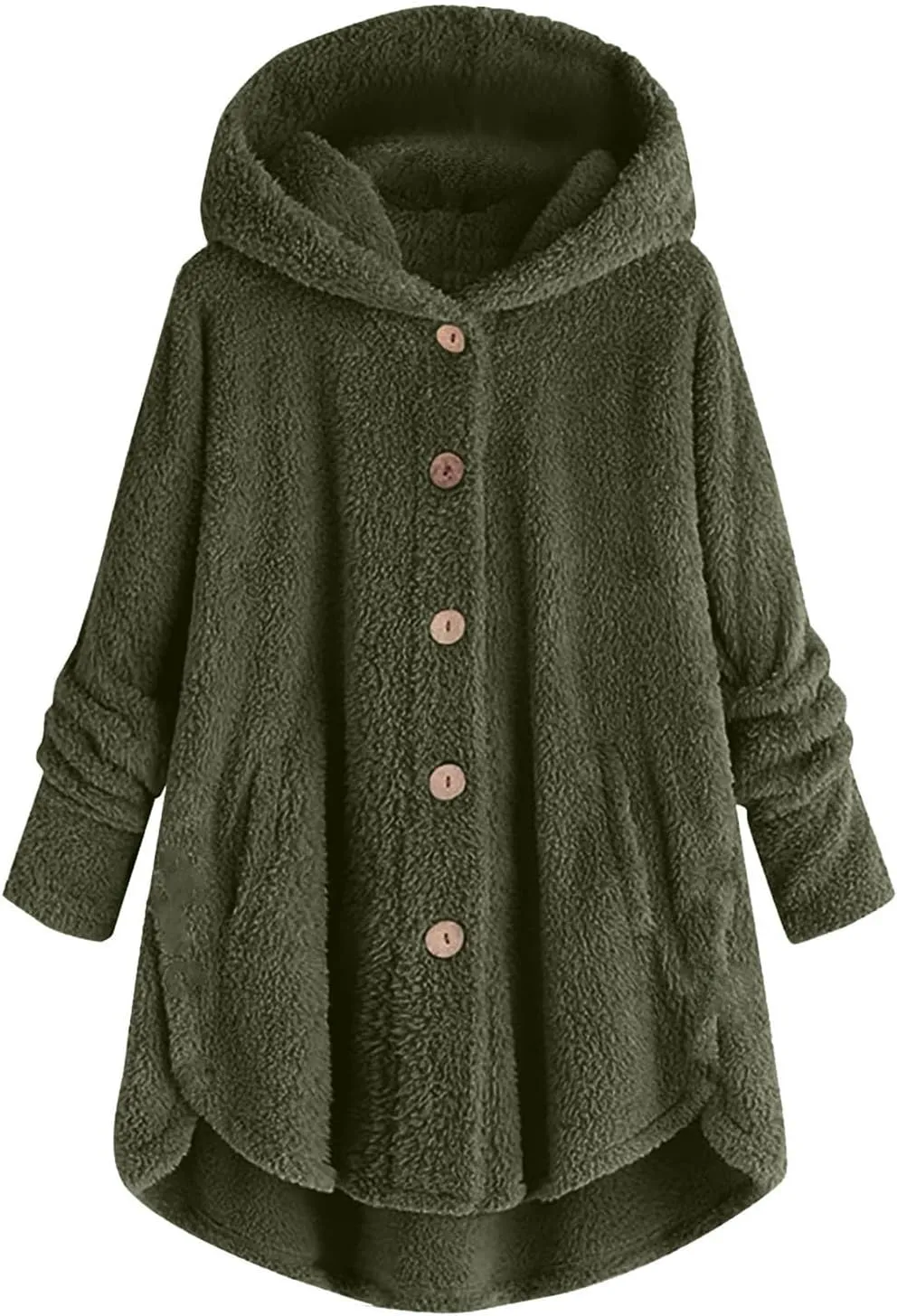 maisdgop Womens Fuzzy Fleece Sherpa Hoodies Oversized Teddy Bear Coat Button down Sweatshirt with Pockets Soft Fall Jackets