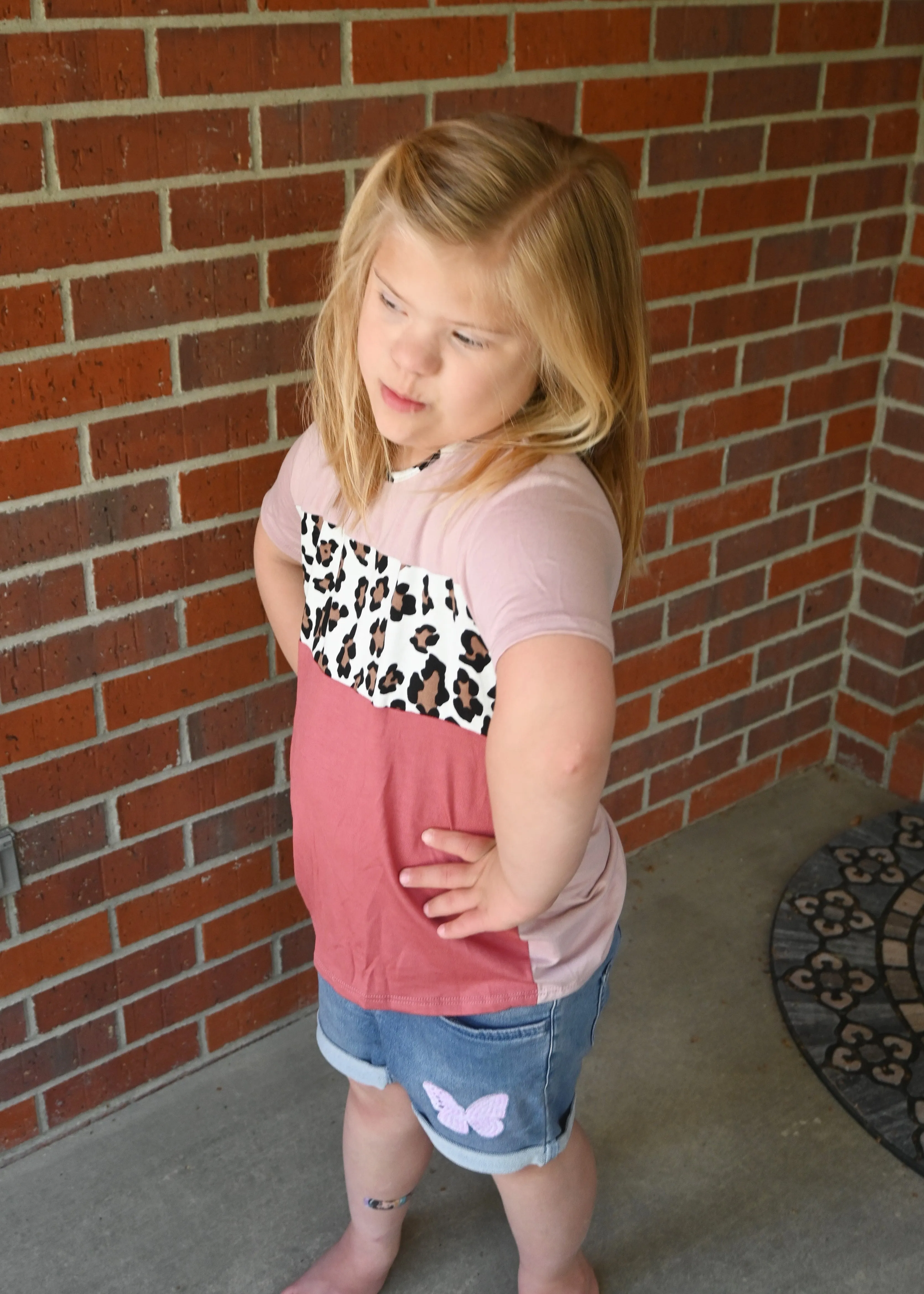 Mauve Color Block Leopard Print Top