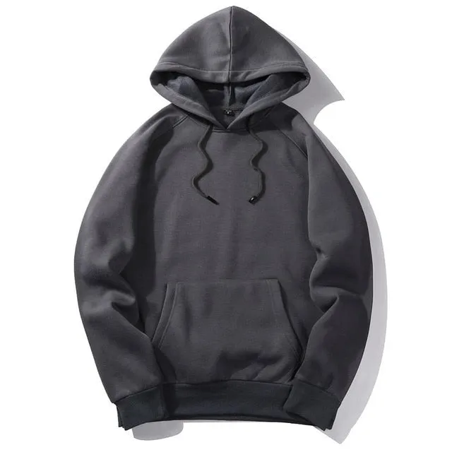Men Warm Fleece Hoodies Sweatshirts Streetwear