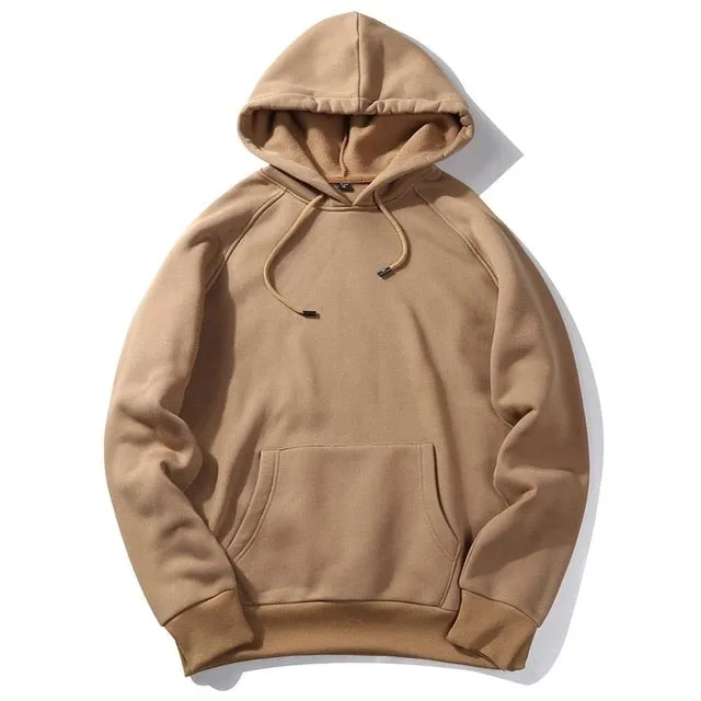 Men Warm Fleece Hoodies Sweatshirts Streetwear