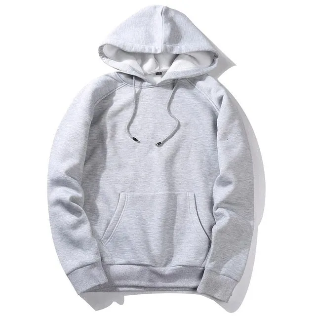 Men Warm Fleece Hoodies Sweatshirts Streetwear