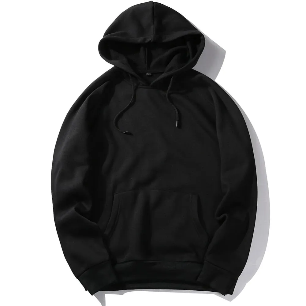 Men Warm Fleece Hoodies Sweatshirts Streetwear