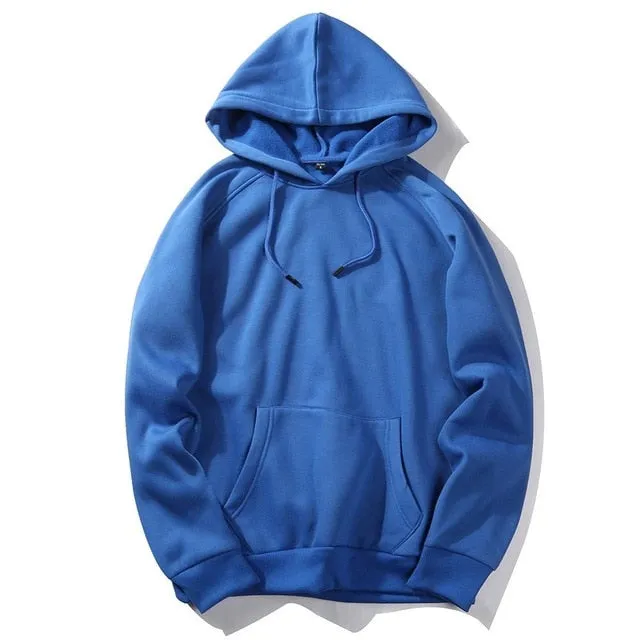 Men Warm Fleece Hoodies Sweatshirts Streetwear