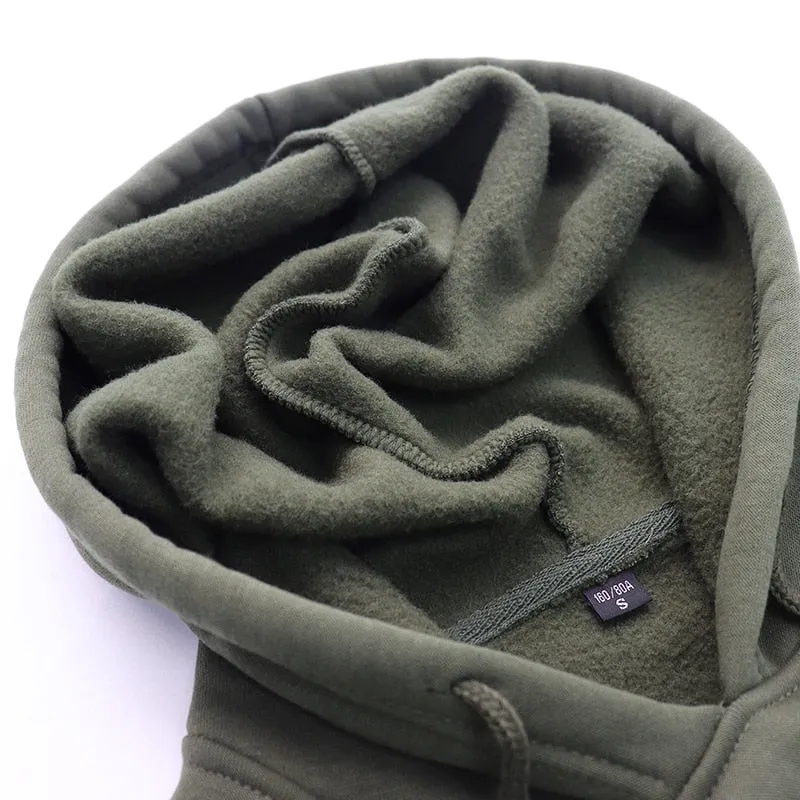 Men Warm Fleece Hoodies Sweatshirts Streetwear