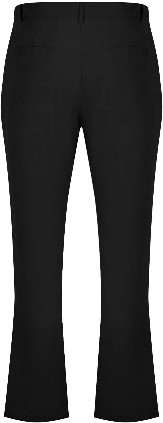 Mens Dress Pants Stylish Slim Fit Stretch Flat Front Elastic Waistband Suit Trouser Office Business Casual Pant