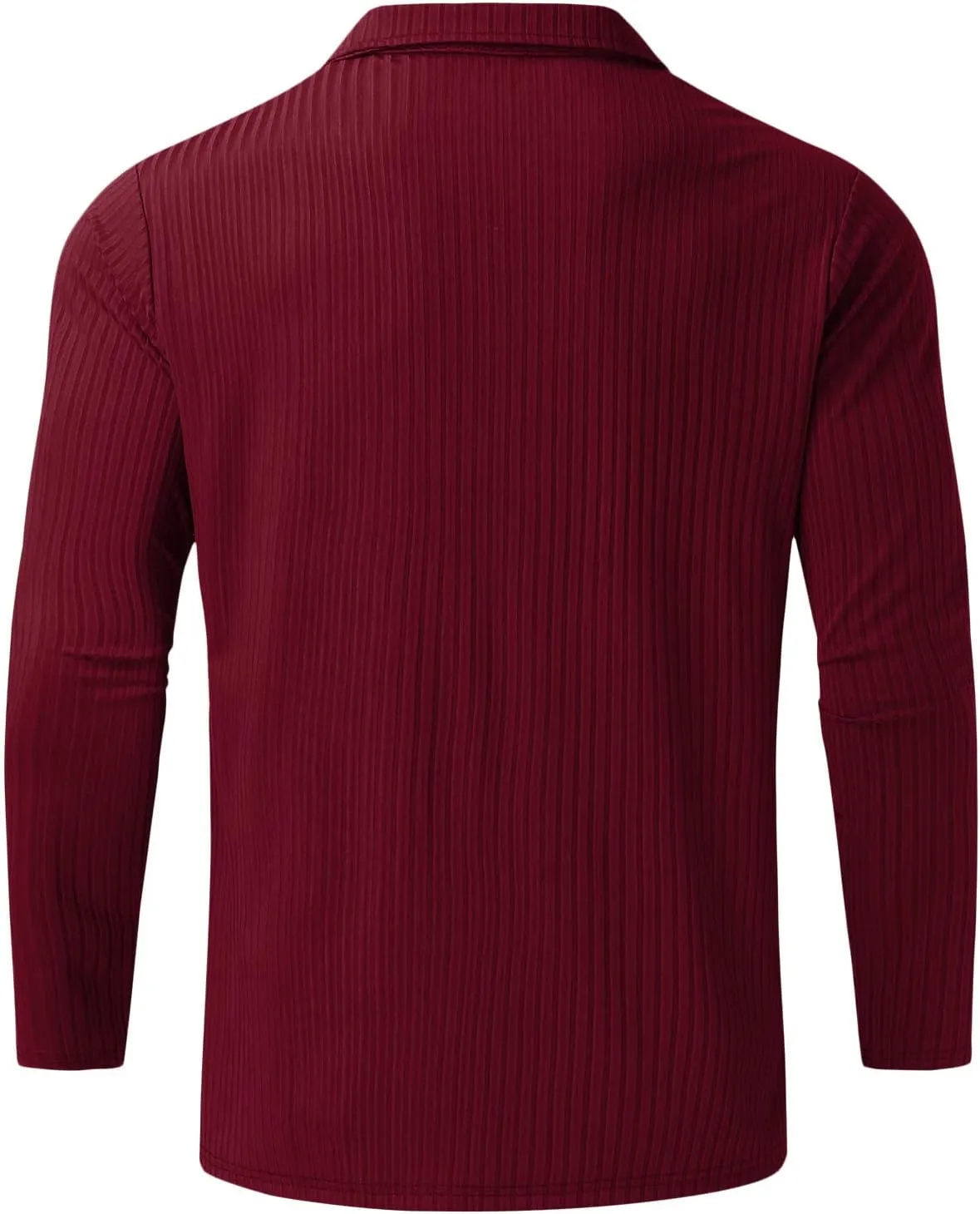 Men's Muscle T Shirt Stretch Long Sleeve Workout Shirts Slim Fit Casual Plain Tees Stylish Quarter Zip Polo Shirt