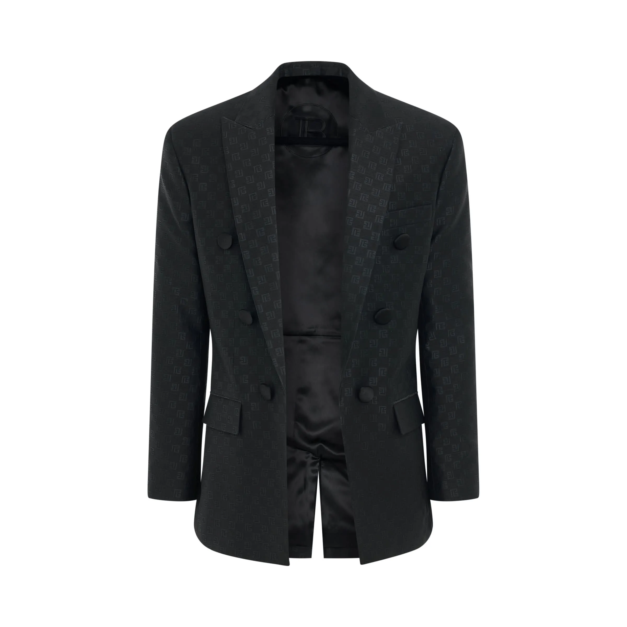 Monogram Jacquard 6 Buttons Jacket in Black