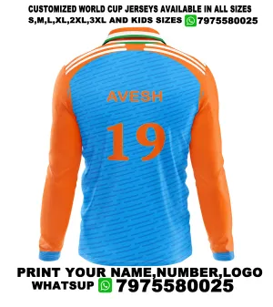 Nextprint Avesh Khan Printed India Cricket 2024 World Cup Jersey Full Sleeve