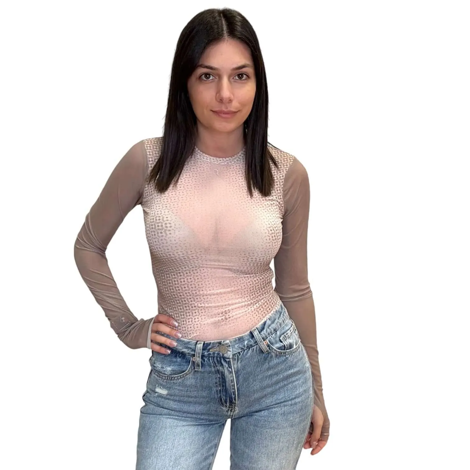 Nude Illusion Mesh Top