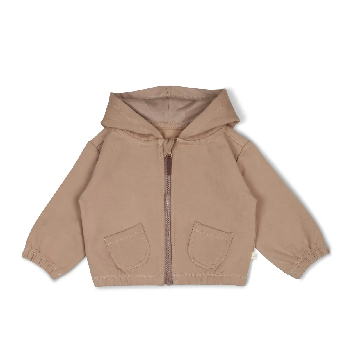 Organic Fleece Hooded Jacket - Taupe