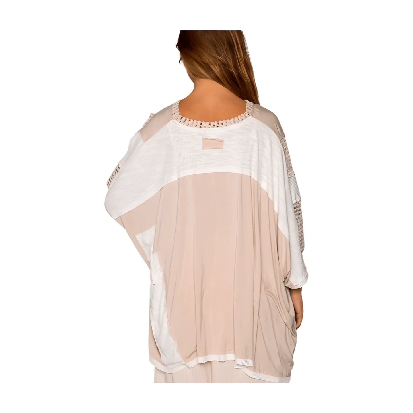 Oversized High Low Contrast Top - Oatmeal