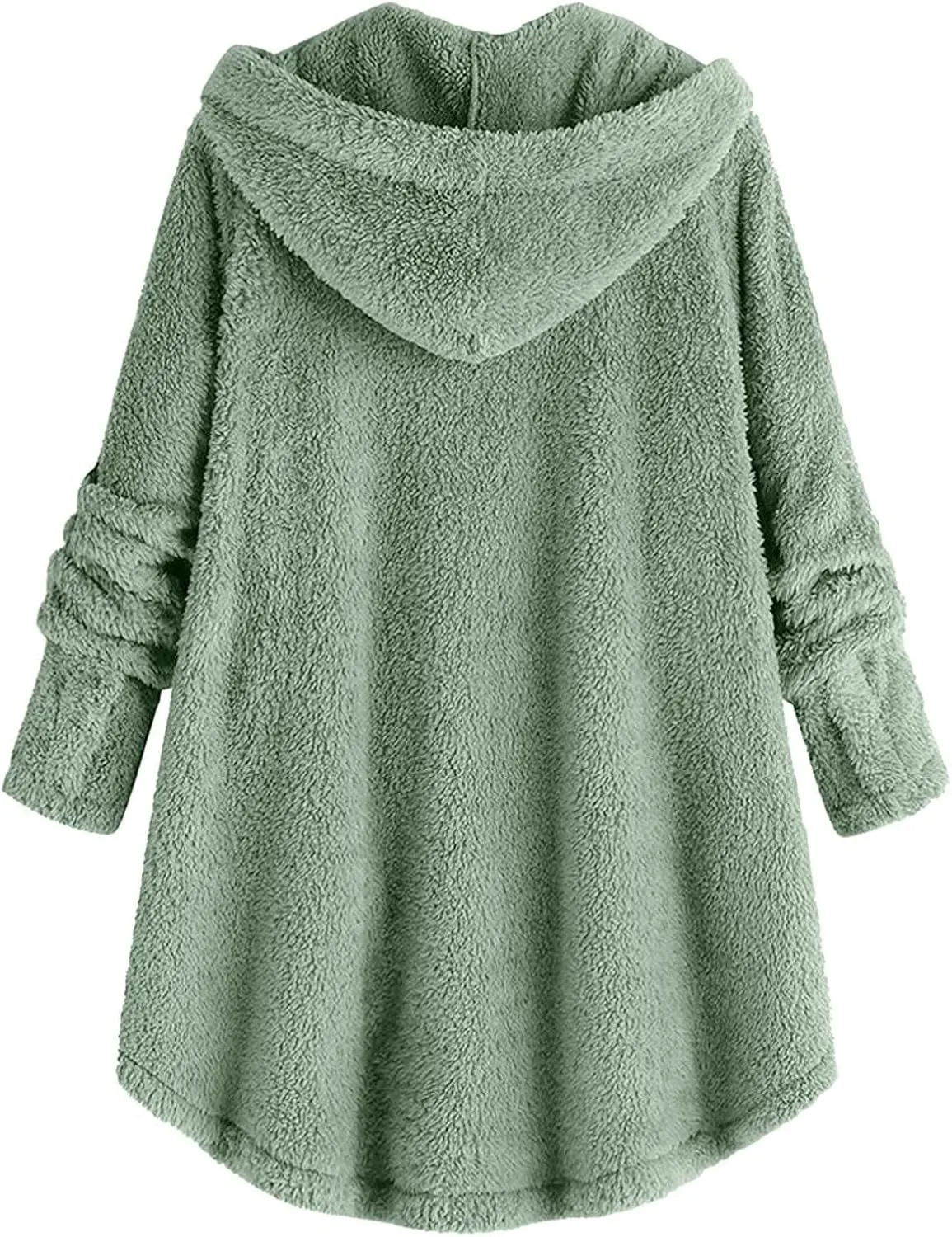 Oversized Warm Winter Coats Women Faux Fur Sherpa Jacket Fuzzy Fleece Pullover Hoodie Button Down Outerwear Coat Plus