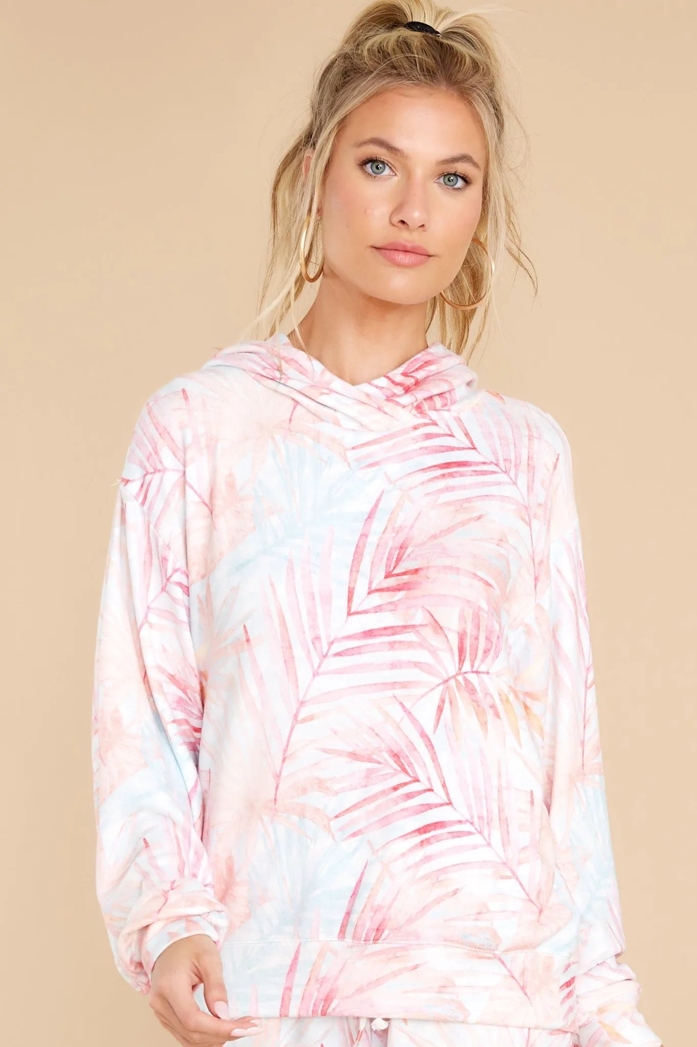 Peachy Party Tropical Print Sweatshirt