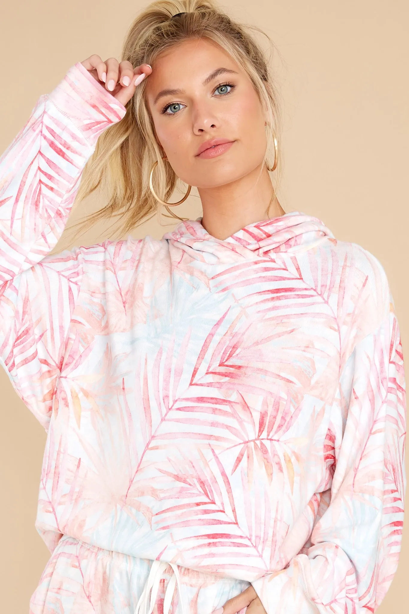Peachy Party Tropical Print Sweatshirt