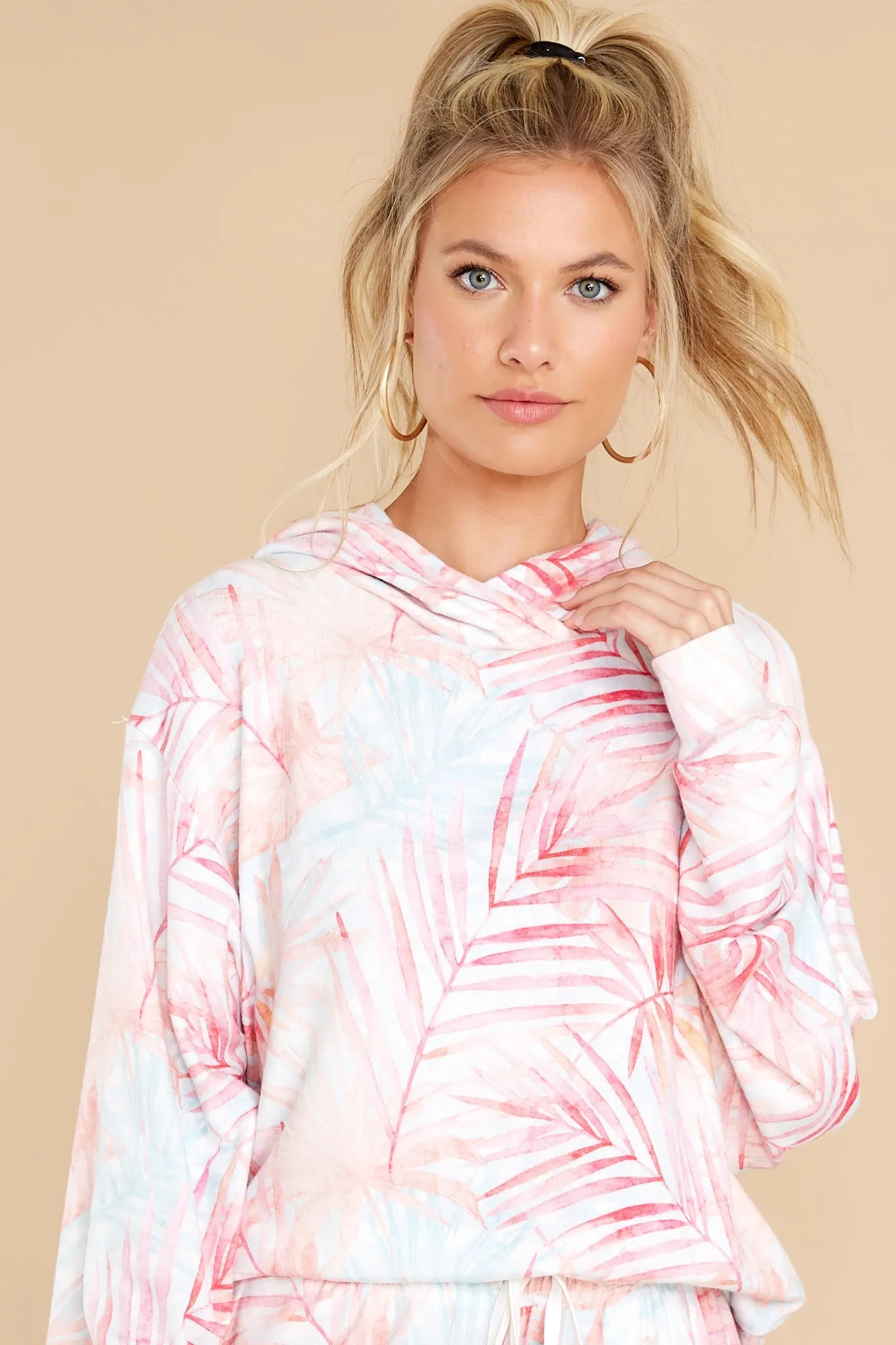 Peachy Party Tropical Print Sweatshirt