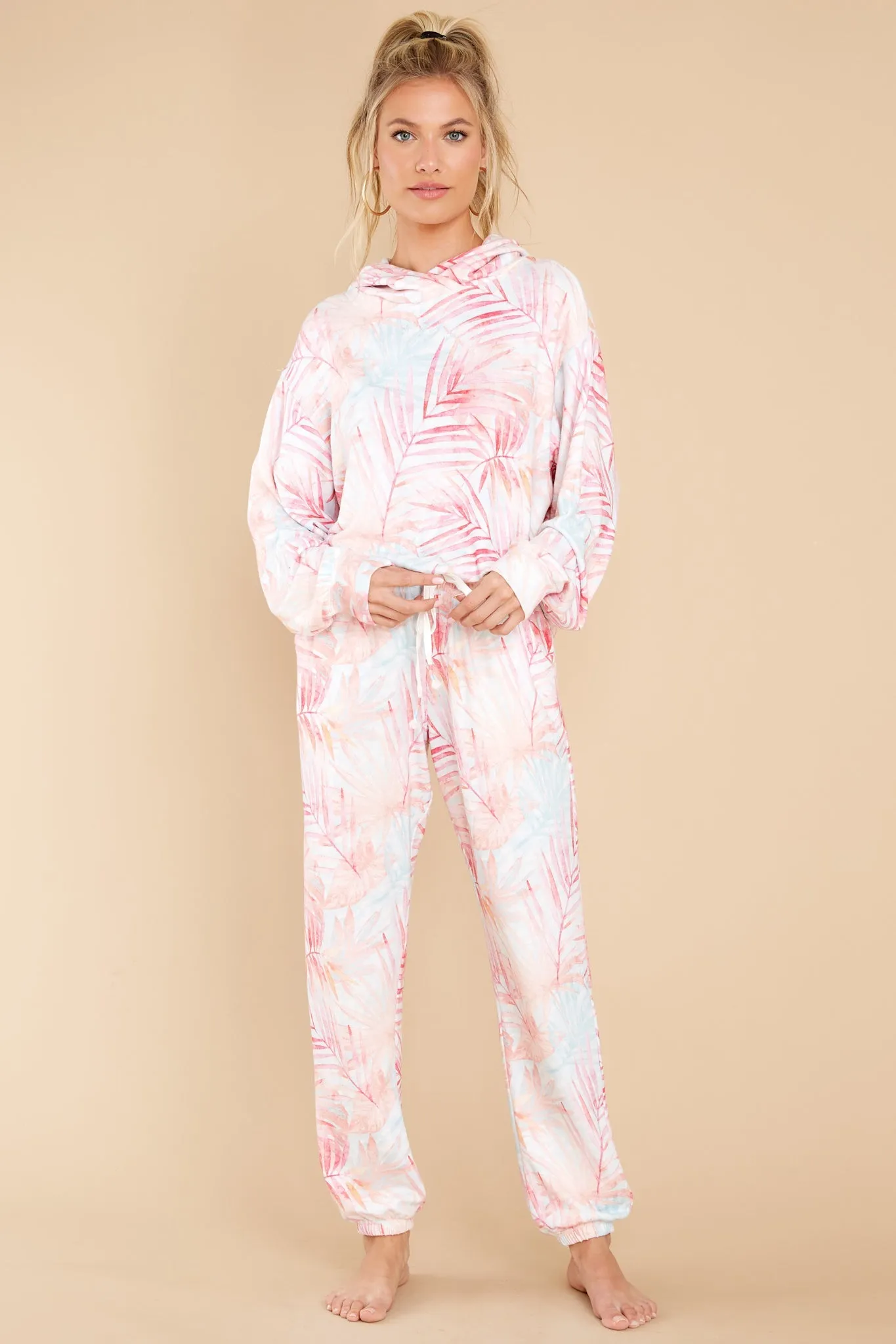 Peachy Party Tropical Print Sweatshirt