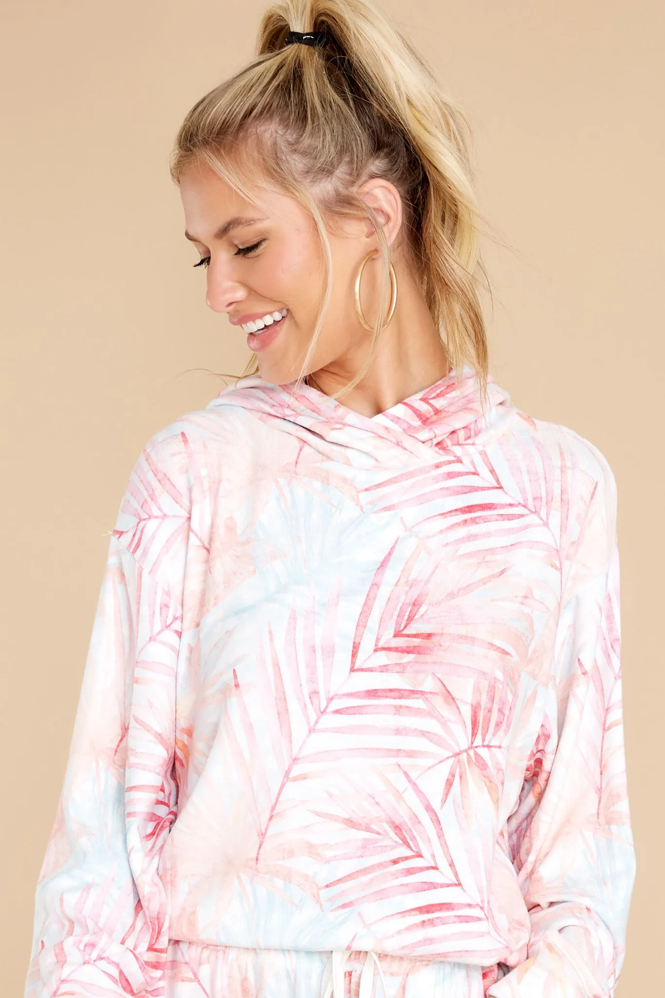Peachy Party Tropical Print Sweatshirt