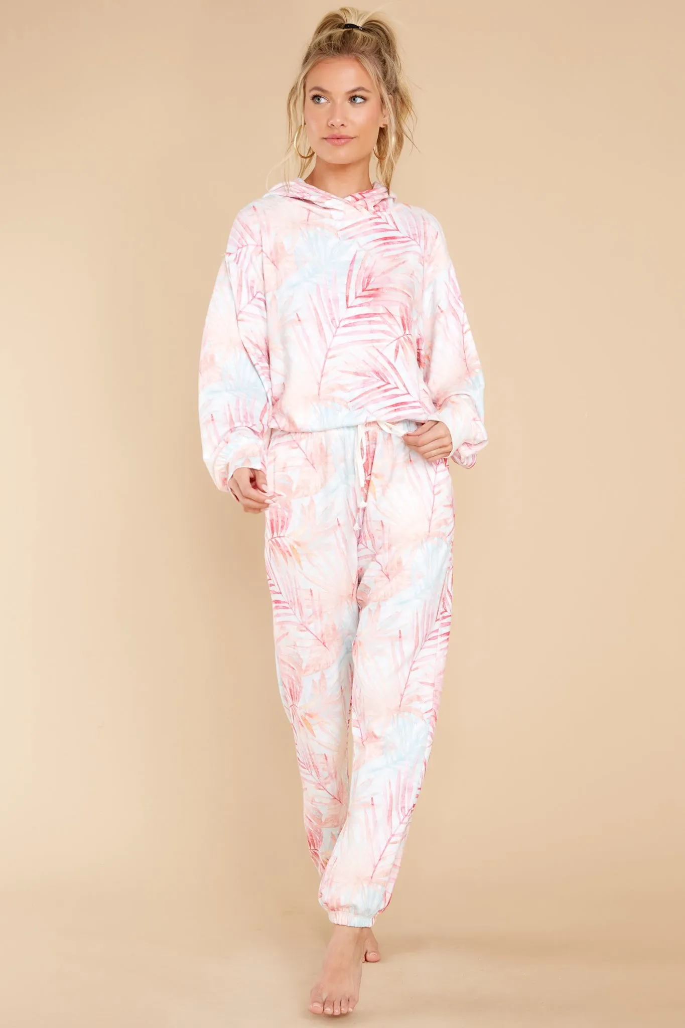 Peachy Party Tropical Print Sweatshirt