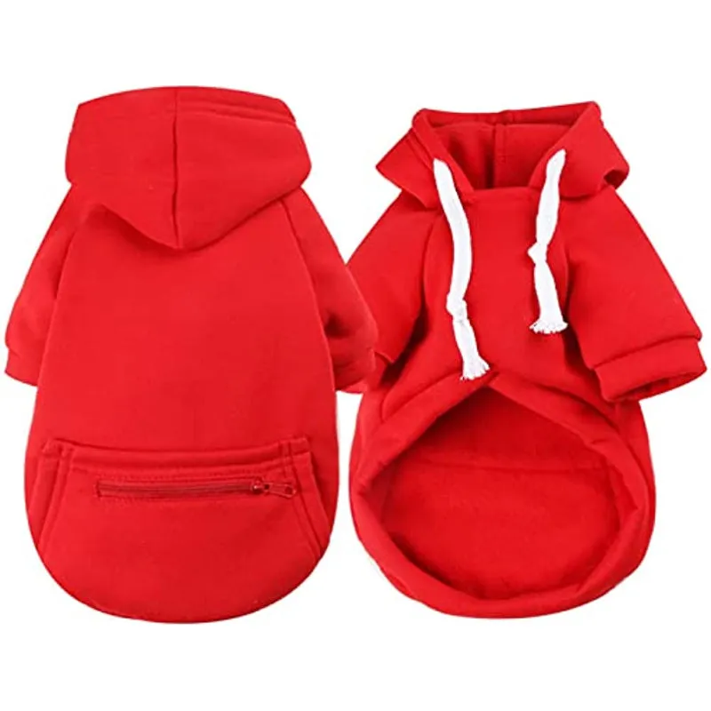 Pet Dog Hoodie Sweater Black Warm Soft Fleece Sweatshirts With Pocket