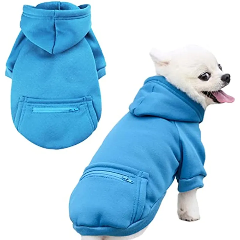 Pet Dog Hoodie Sweater Black Warm Soft Fleece Sweatshirts With Pocket